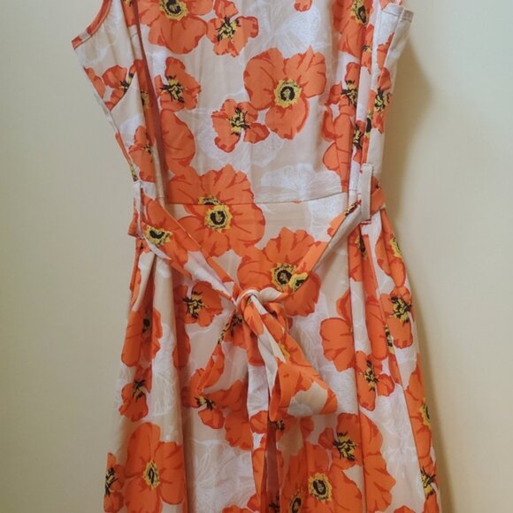 NWOT XS/S Shein Orange Floral Midi - Picture 5 of 10